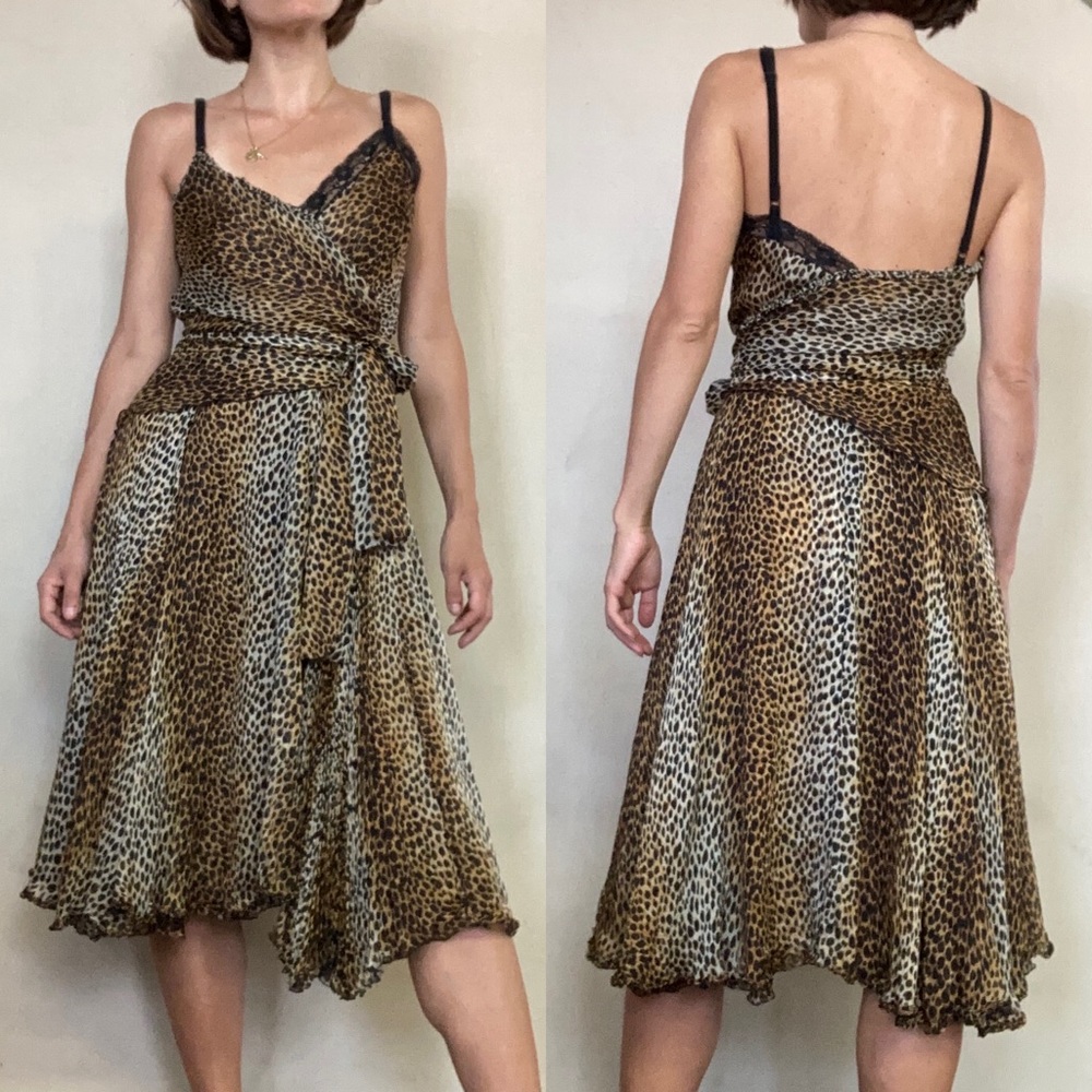 D&G 100% Silk animal print wrap style dress IT42 / US6 Dolce & Gabbana Authentic